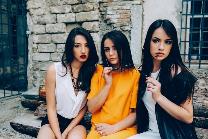 Three young pretty females