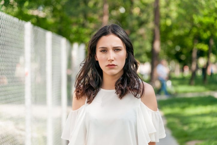Portrait Of A Sad Woman looking at the camera