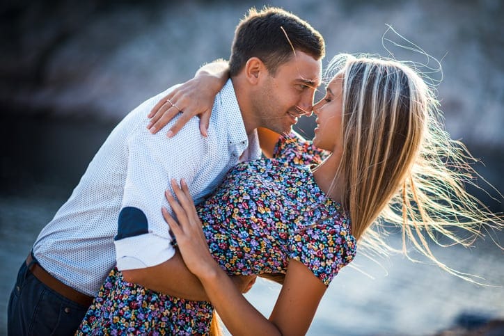 Young couple in love outdoors.