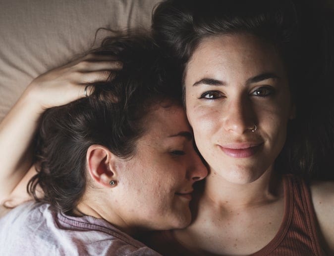 Lesbian Couple Together Indoors Concept