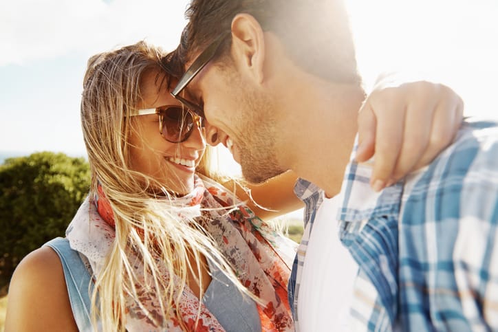 couple in love facing each other