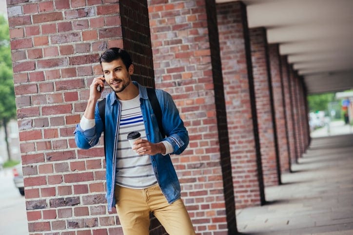 handsome man talking on the phone
