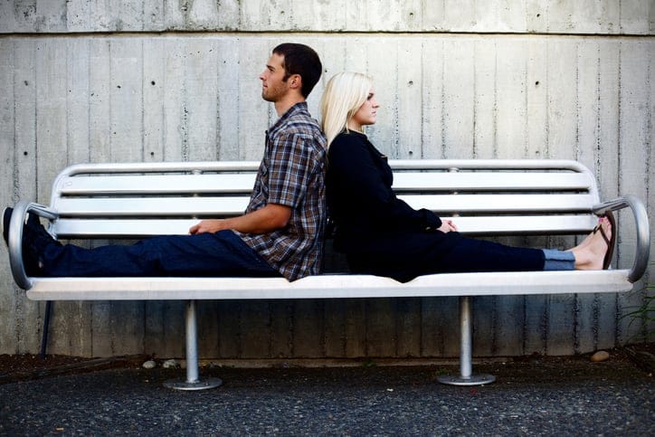 Young adult couple outdoors.