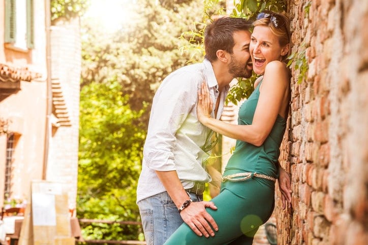 Elegant couple spread the love during spring.