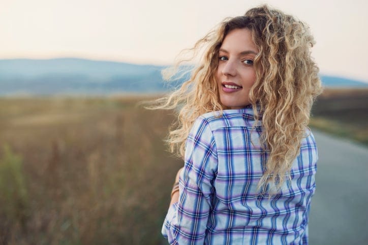 blonde woman outside