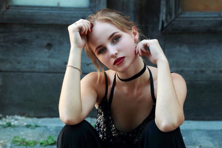 Young fashion model staring at camera