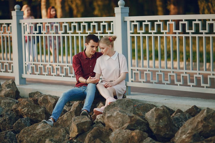 couple in a town