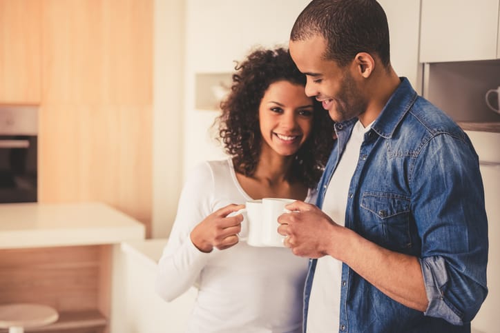 Afro American couple in kitchen