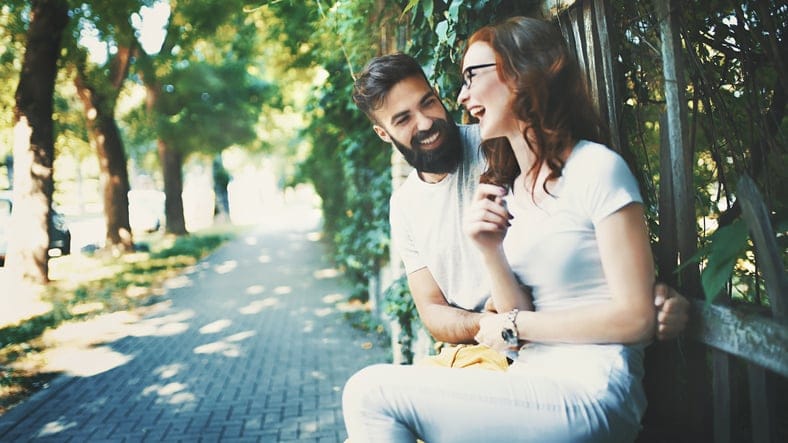 Couple on a romantic walk.