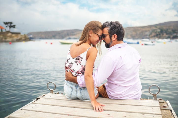 Romantic couple at the pier