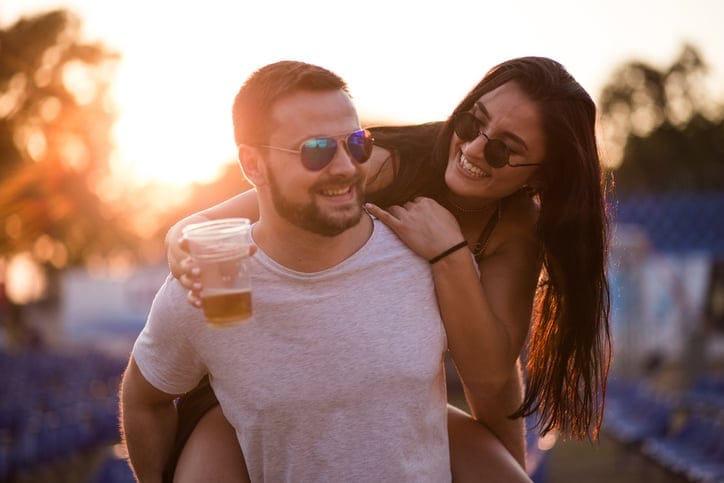 Happy couple on a walk.