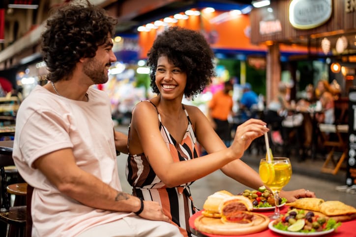 happy couple on food date