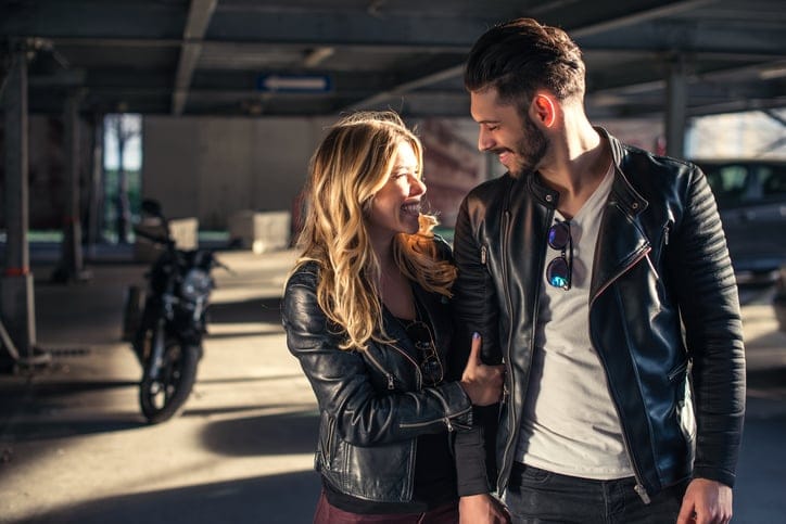 Couple stopping for a break during their travel.