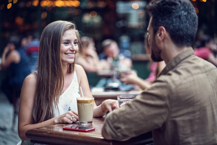 Young couple on a first date.