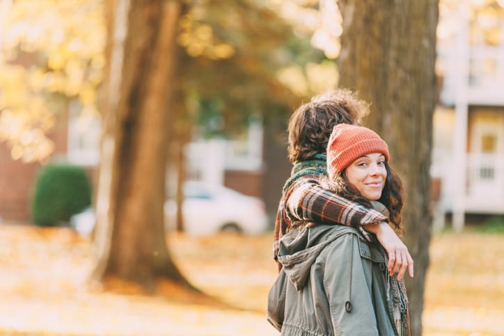 Young Canadian Heterosexual Couple Enjoying A Beautiful Autumn Day Outdoors