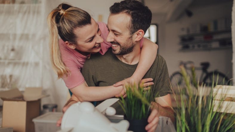 Young couple starting to live together