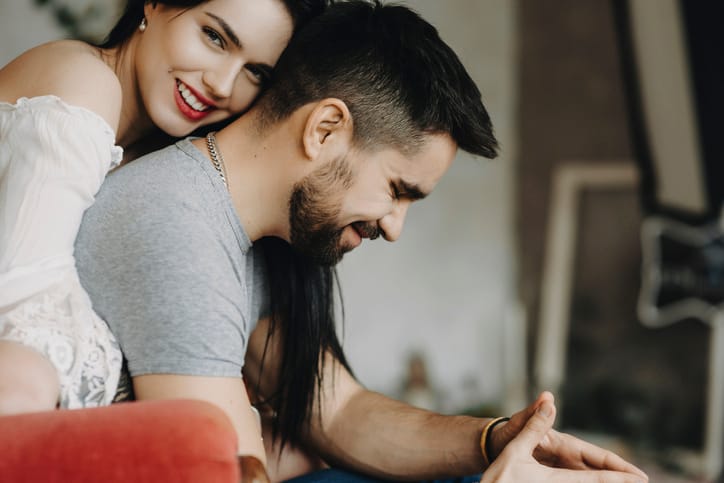 couple looking happy