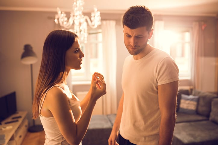 couple having a disagreement inside