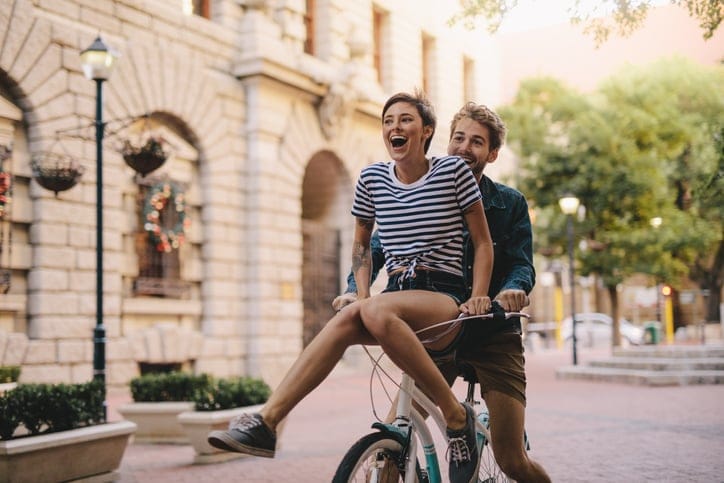 couple riding bike