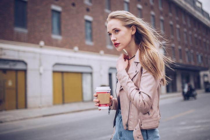 Enjoying cup of coffee outdoors