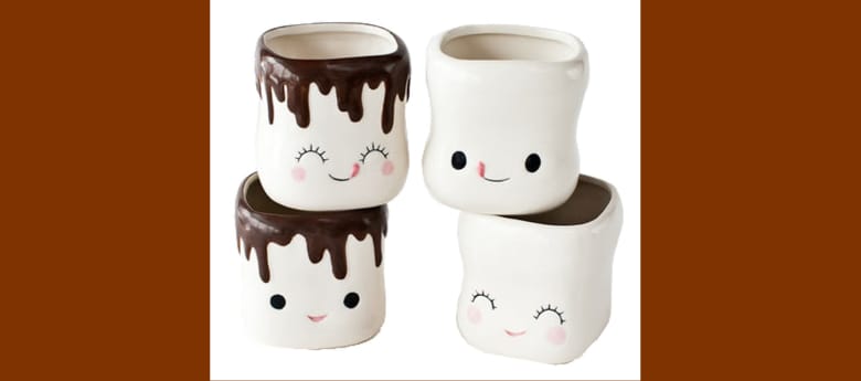 Cute hot chocolate mugs with faces.