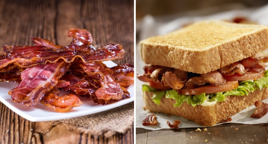 Bacon and a BLT sandwich.