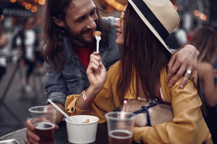 hipster couple enjoying company