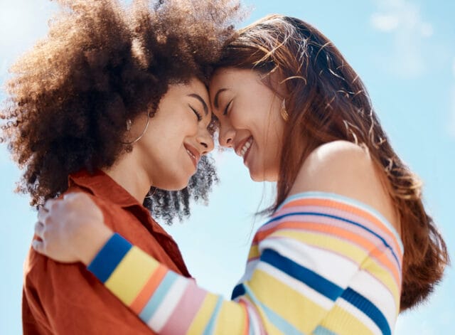 two women in love close-up
