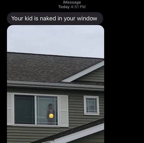 kid naked window