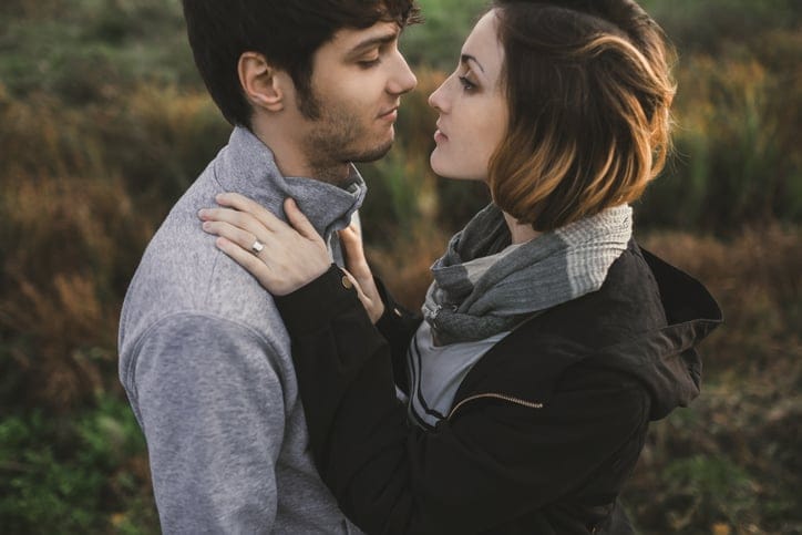 couople outside being affectionate