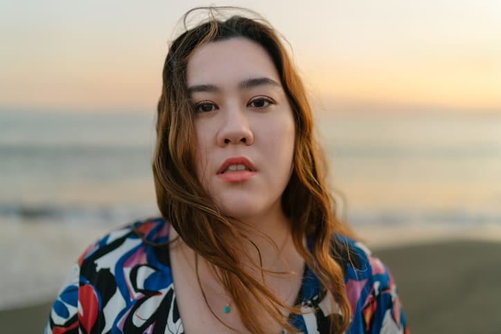 beautiful woman by the sea