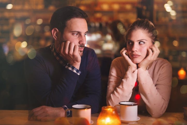 Sad couple having a conflict