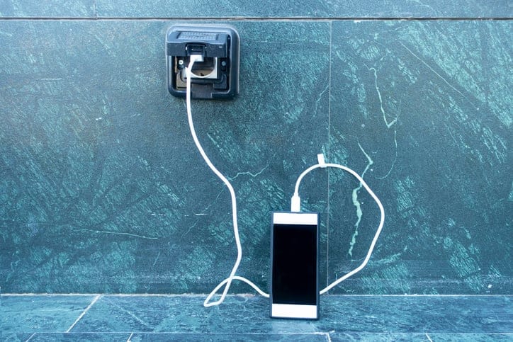 Phone being charged.
