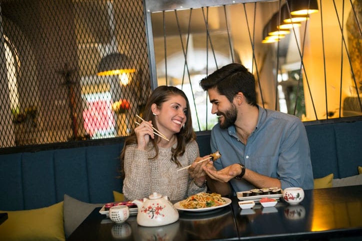 Young couple in a restaurant.