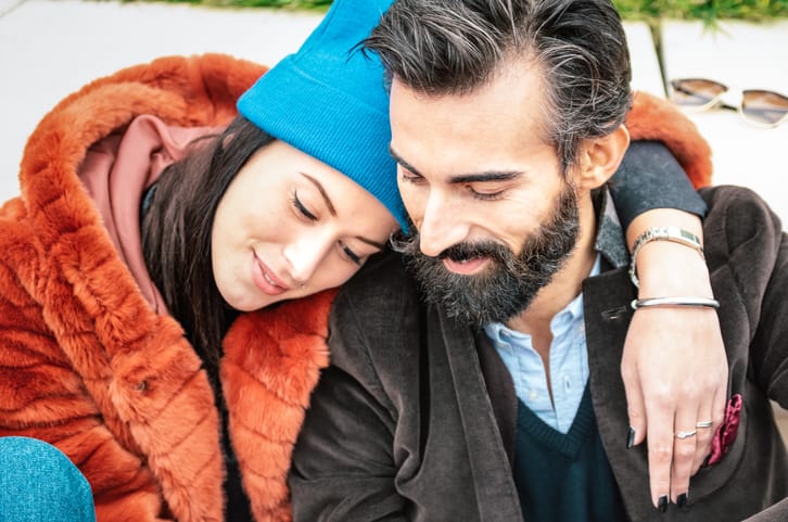 couple hugging and smiling together