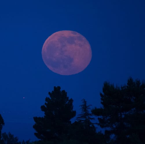 The moon at night.