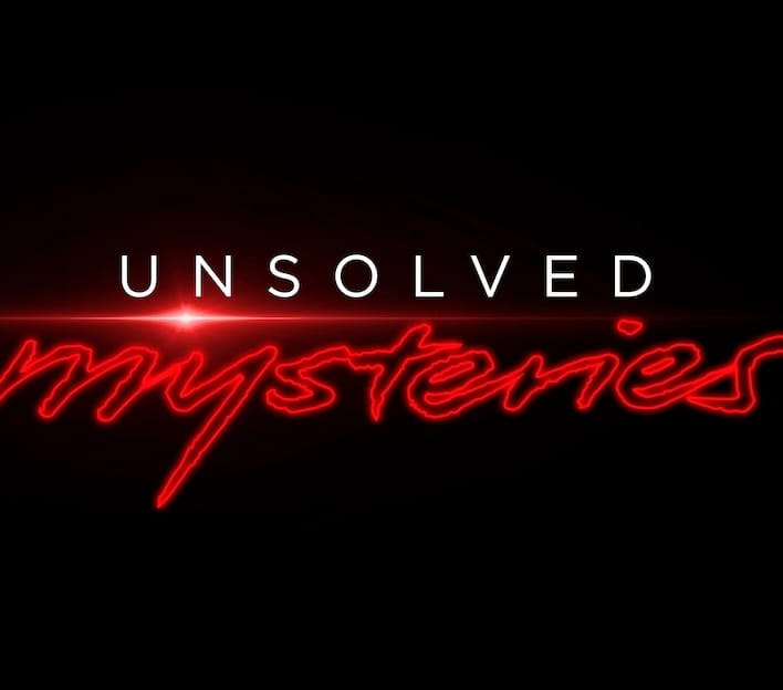 A screen with Unsolved Mysteries on Netflix.
