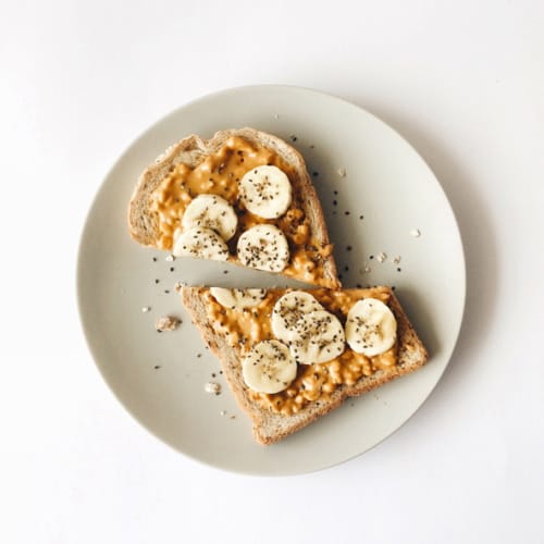 A peanut butter and banana sandwich.