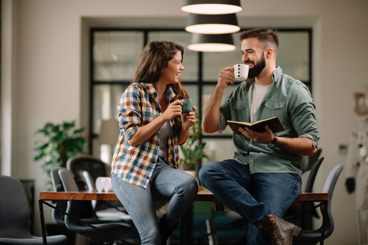 couple meeting drinking coffee