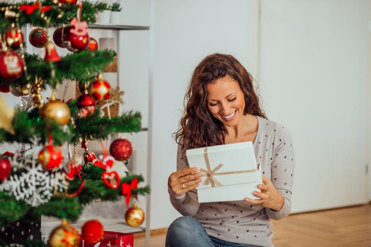 woman with christmas tree