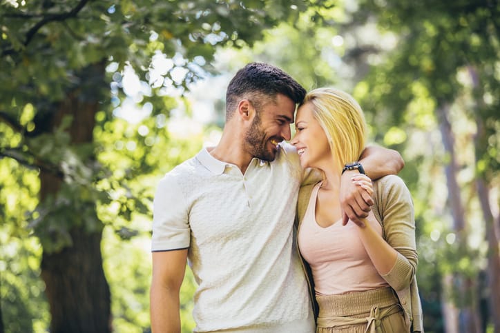 loving couple in the trees