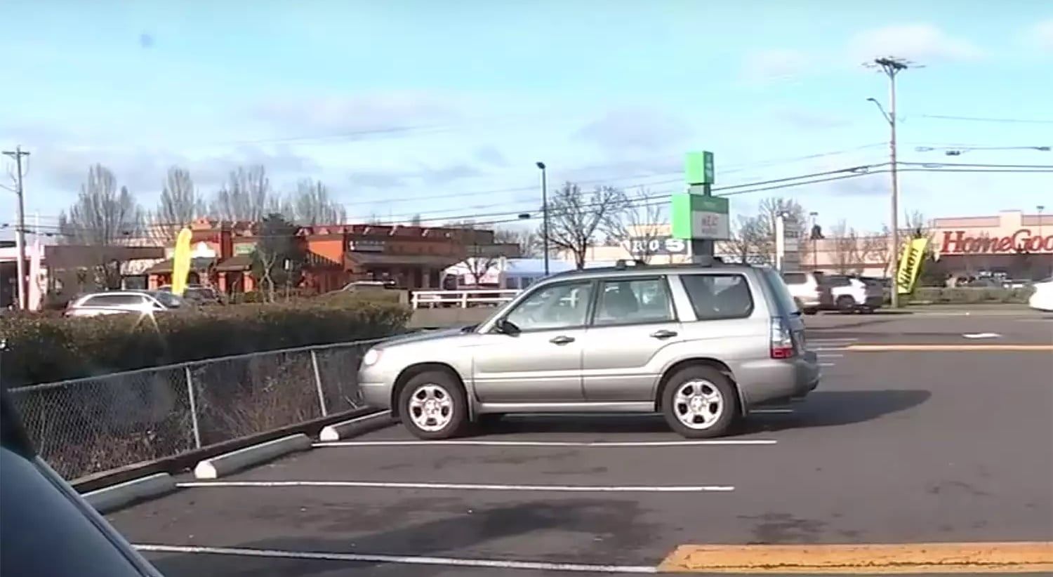 Car in a parking lot.