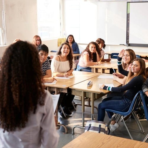 High school students in class.