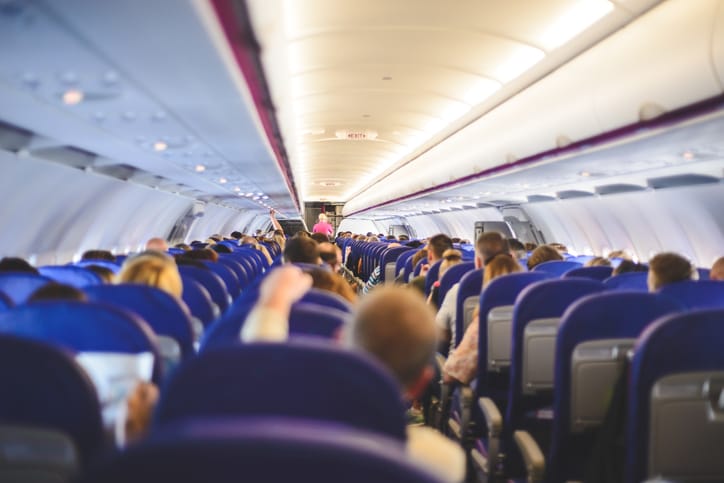 Passengers on an airplane.
