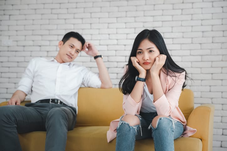 Young unhappy couple.