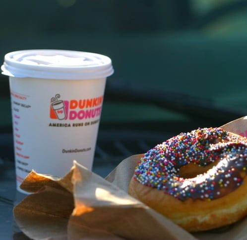 dunkin' donuts coffee and donut