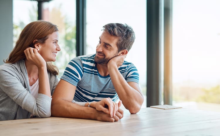 guy gazing longingly at woman