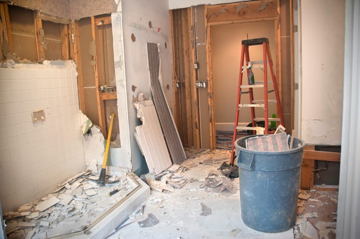 An unfinished renovation project.