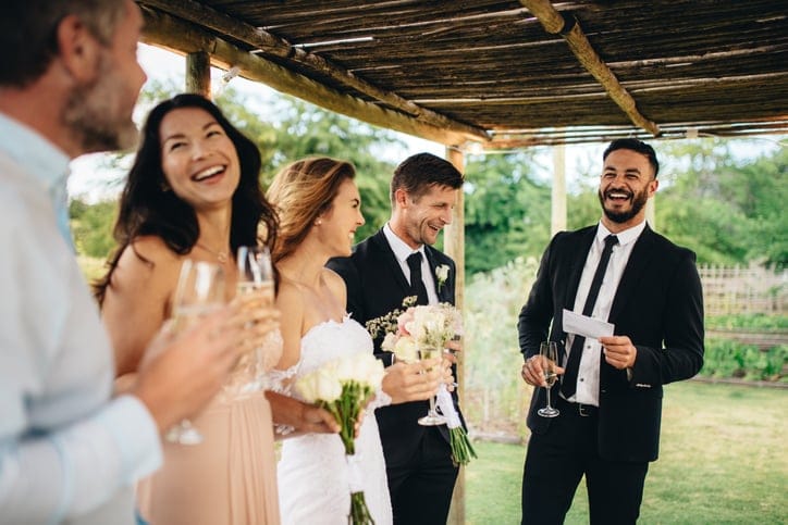 wedding guests having fun