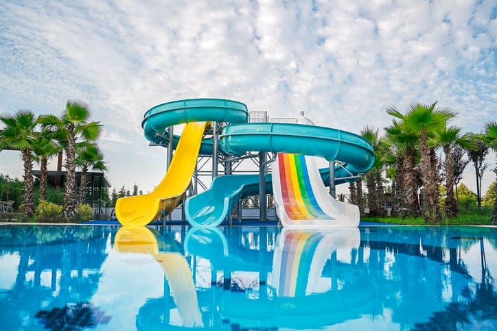 Water slide at am amusement park.
